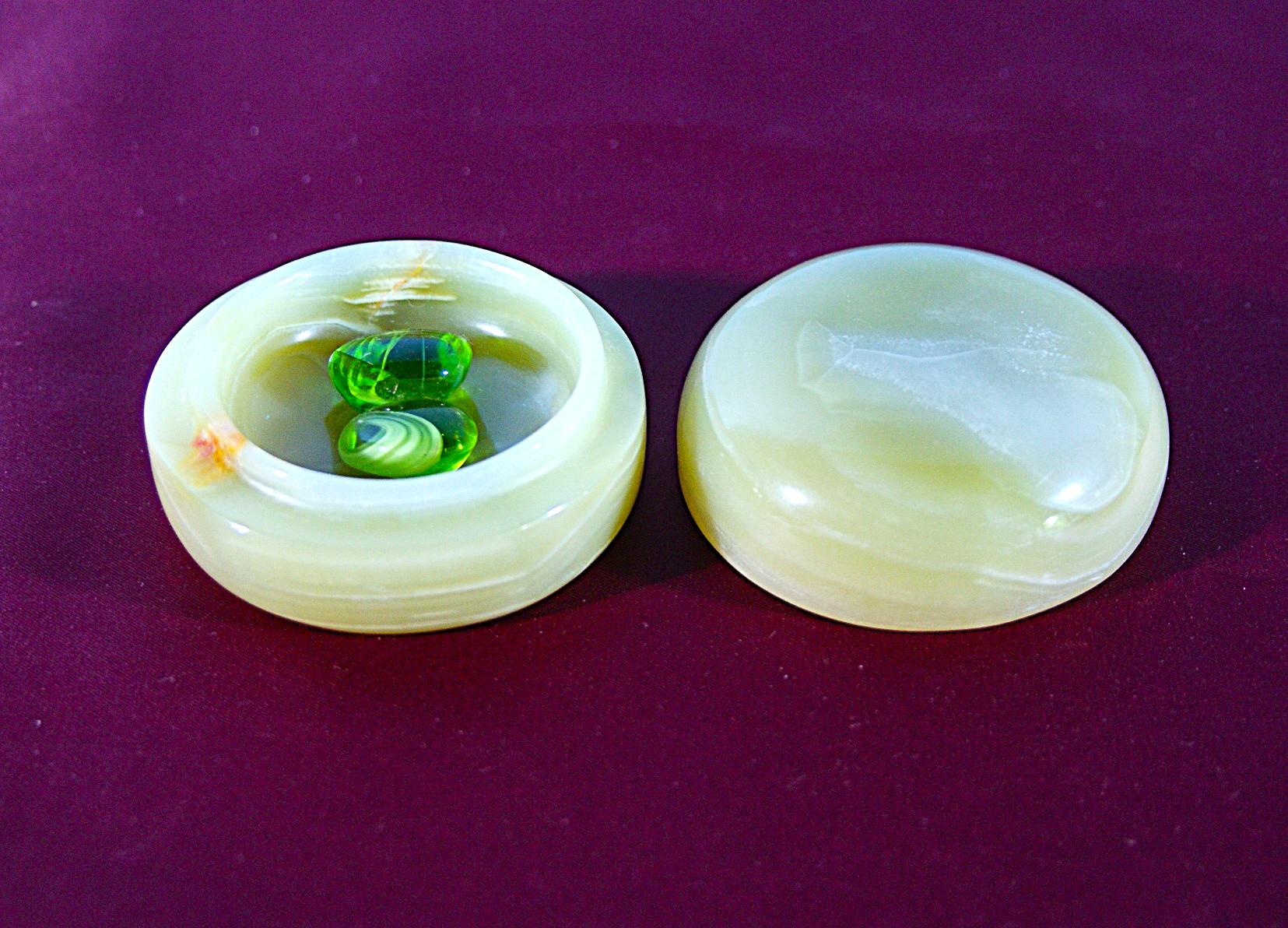 香合　『若草』　天然石オニックス（縞瑪瑙）の香合　手彫りの香合 | 6枚目