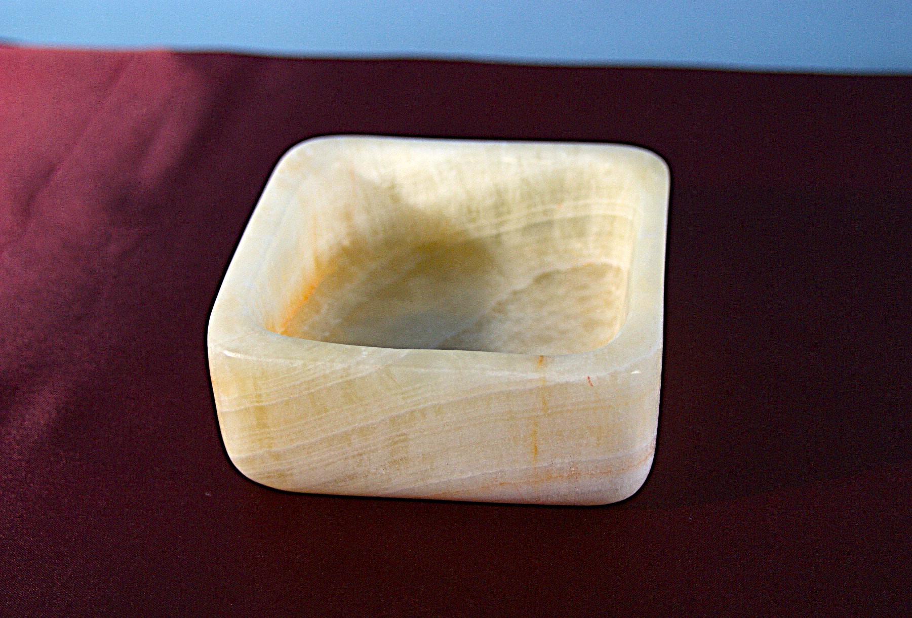 石のトレイ　天然石オニックスの四角いトレイ | 2枚目