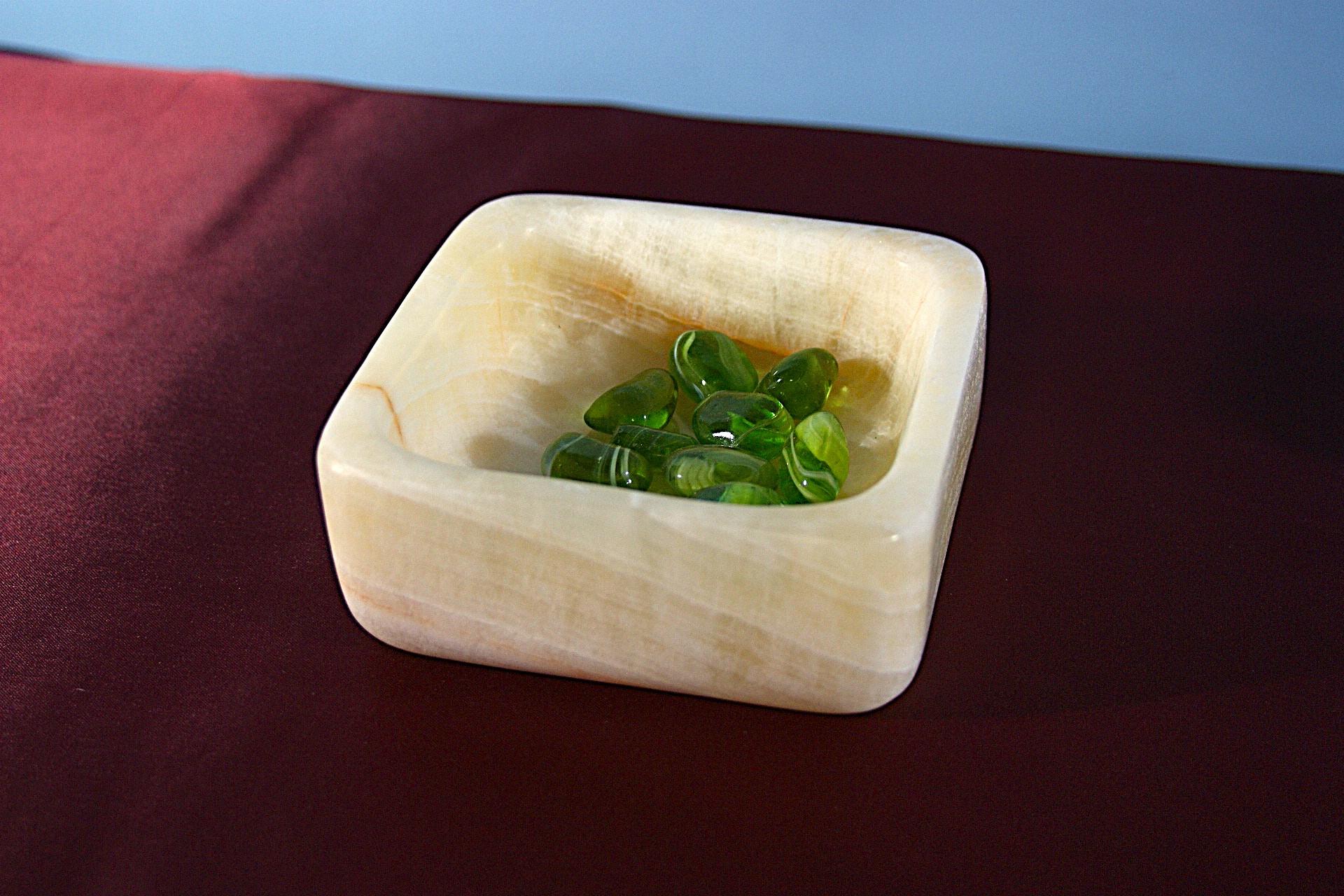 石のトレイ　天然石オニックスの四角いトレイ | 5枚目