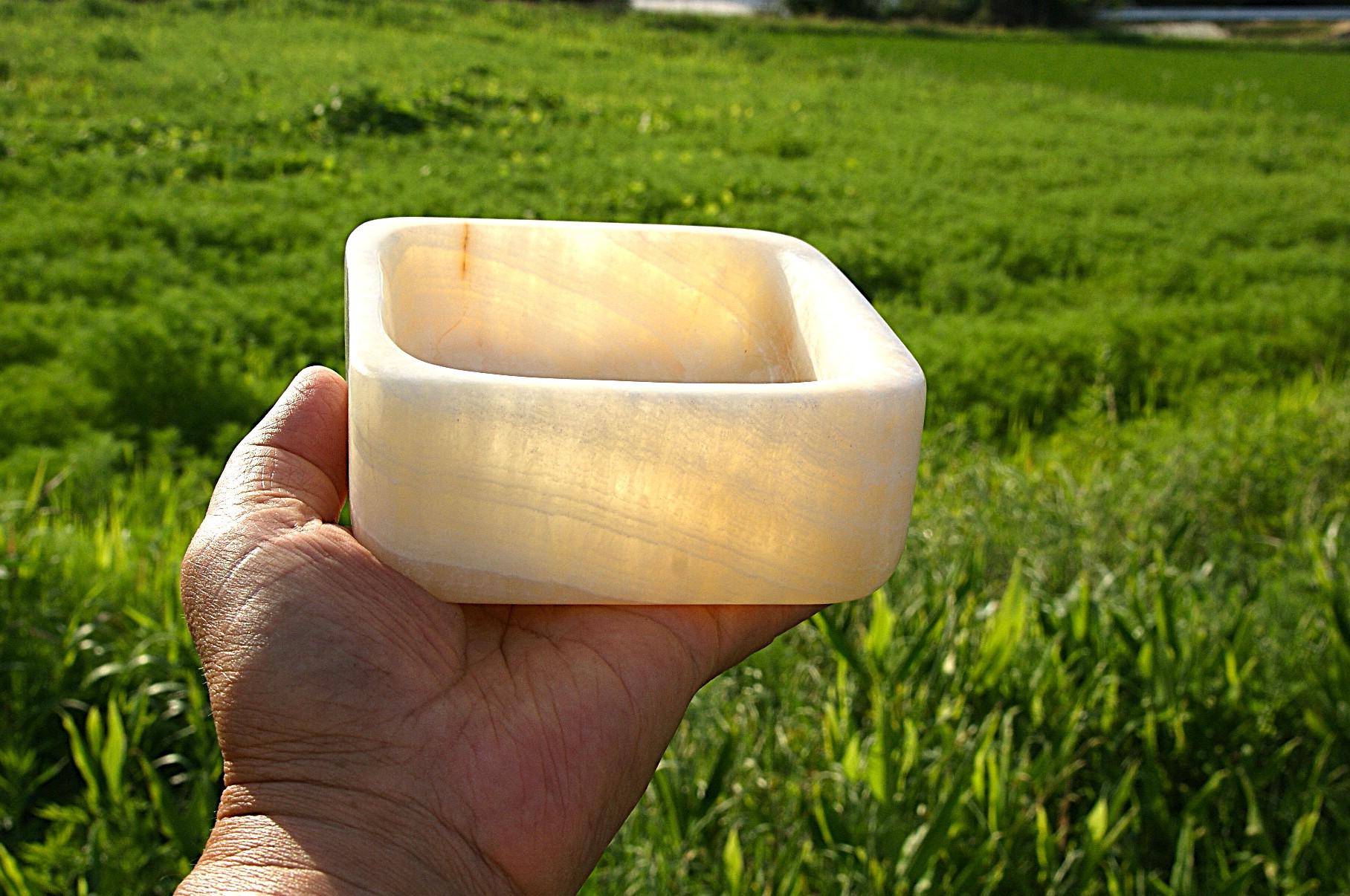 石のトレイ　天然石オニックスの四角いトレイ | 6枚目