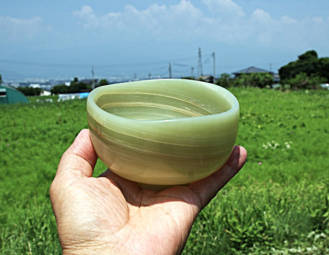 抹茶茶碗『青田道』　天然石オニックスの希少な器　花器　お部屋のオブジェ　彫刻家による手彫りの器 | 7枚目