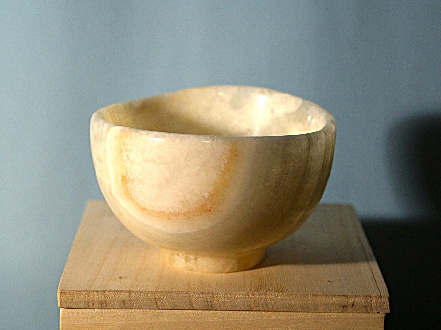 石の器『夏帽子』　抹茶茶碗　花器　オニックスの希少な器　麦わら帽子 | 6枚目