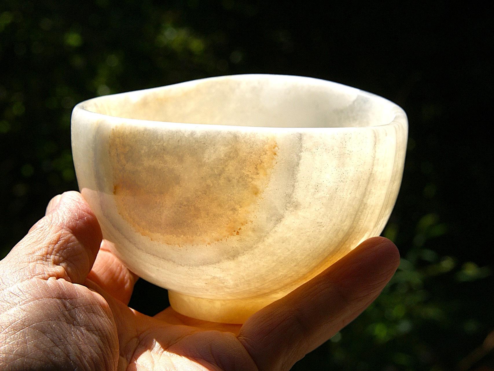 石の器『夏帽子』　抹茶茶碗　花器　オニックスの希少な器　麦わら帽子 | 8枚目