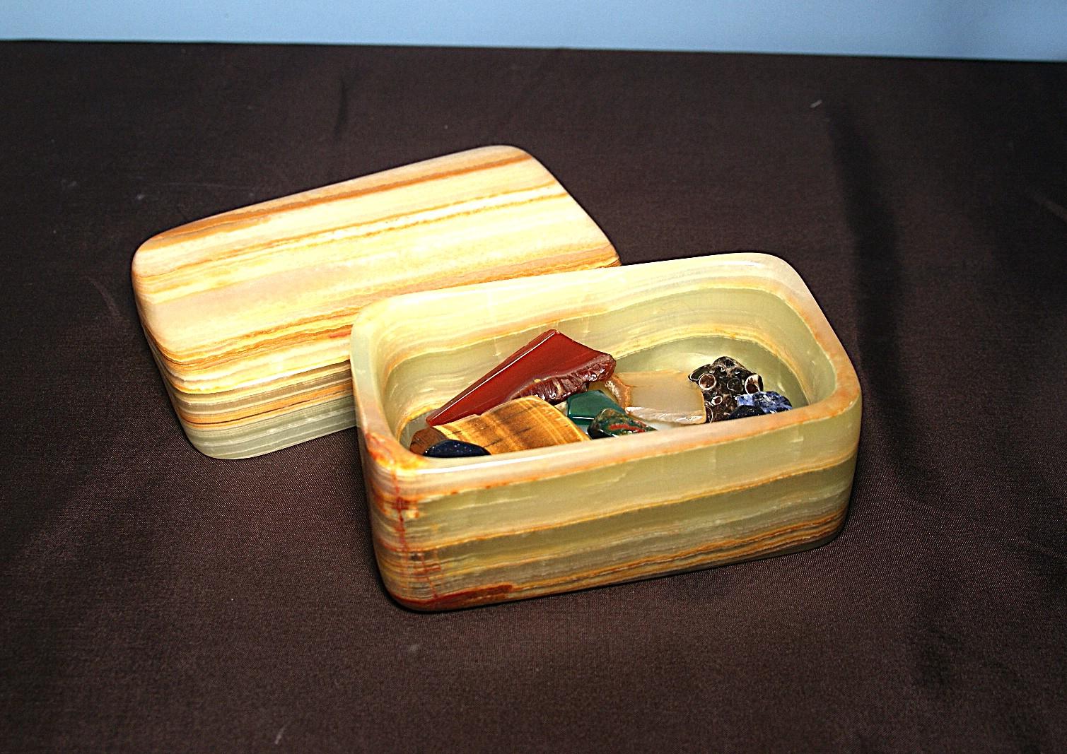 石の小箱 蓋つきトレイ 蓋つきのオニックスの小箱 宝石箱 ジュエリーボックス | 10枚目