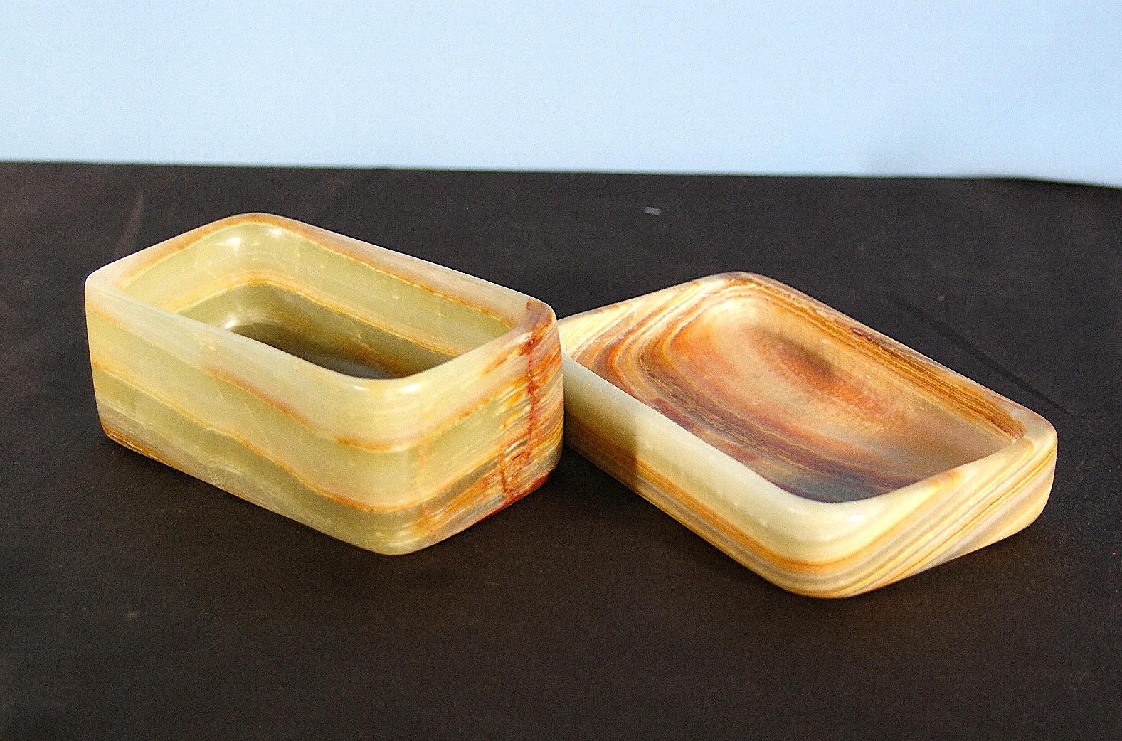 石の小箱 蓋つきトレイ 蓋つきのオニックスの小箱 宝石箱 ジュエリーボックス | 4枚目